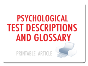 psychological test desriptions and glossary